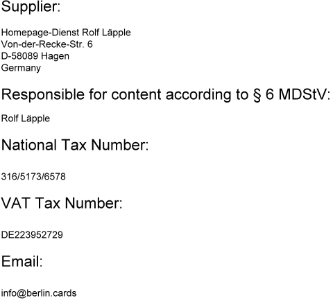 Legal notice address and basic data